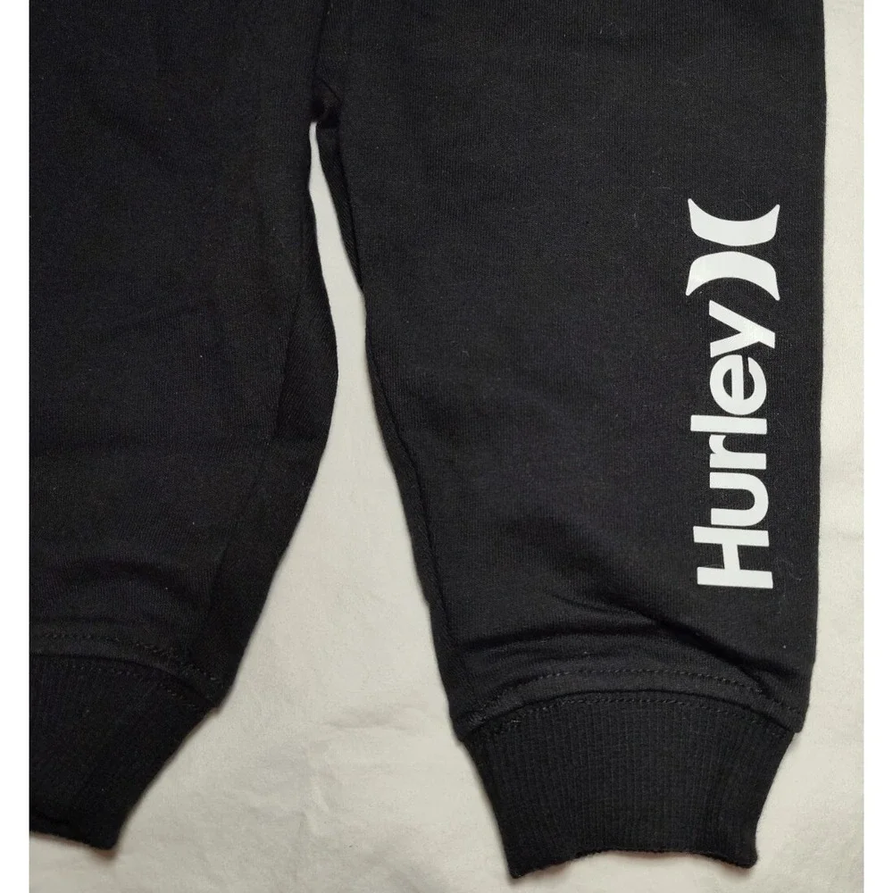 Hurley Baby Shark 9 Mos Outfit Set 2pc Black Sweat‎ Pants LS Bodysuit Boy NWT